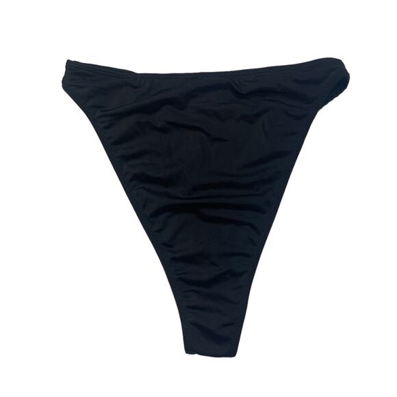 Pretty Little Thing Bikini Bottom Black High Leg Cheeky US Size 4 - Picture 2 of 3